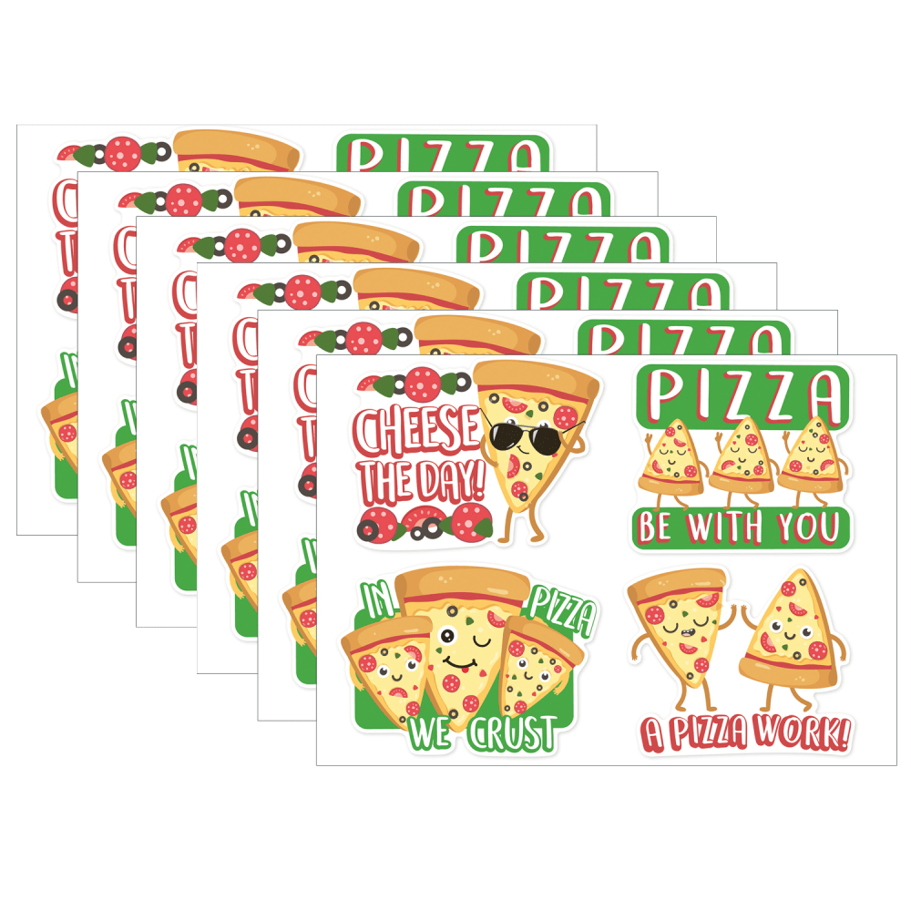 Eureka Jumbo Scented Stickers, Pizza, 12 Stickers Per Pack, Set Of 6 Packs