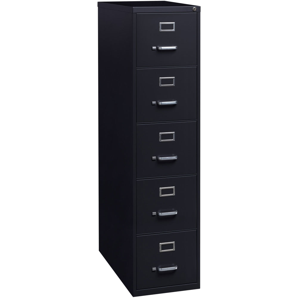 Lorell Fortress 26-1/2inD Vertical 5-Drawer Letter-Size File Cabinet, Black