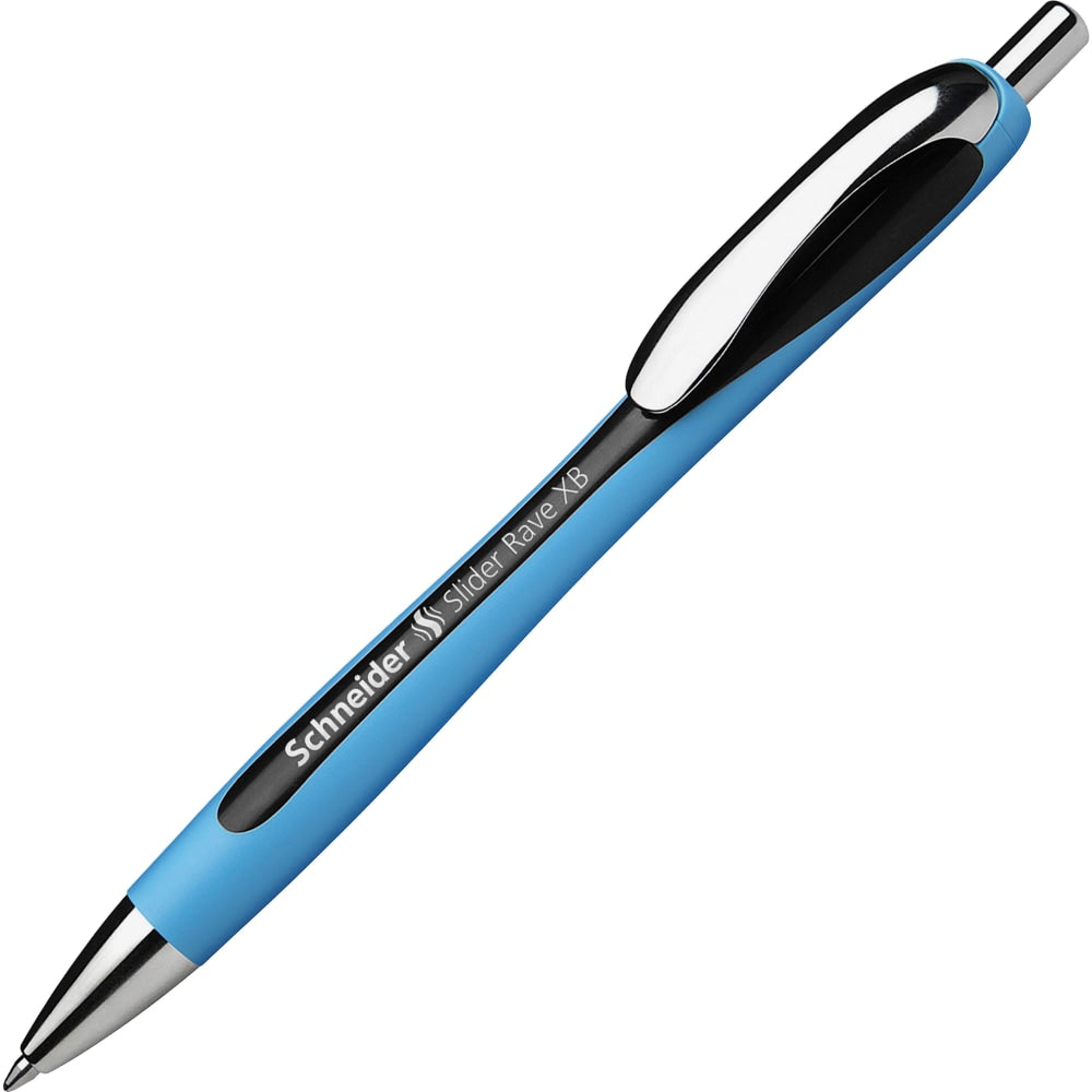 Rediform Schneider Slider Rave XB Ballpoint Pens, Extra Broad Point, 1.4 mm, Blue Barrels, Black Ink, 1 Each