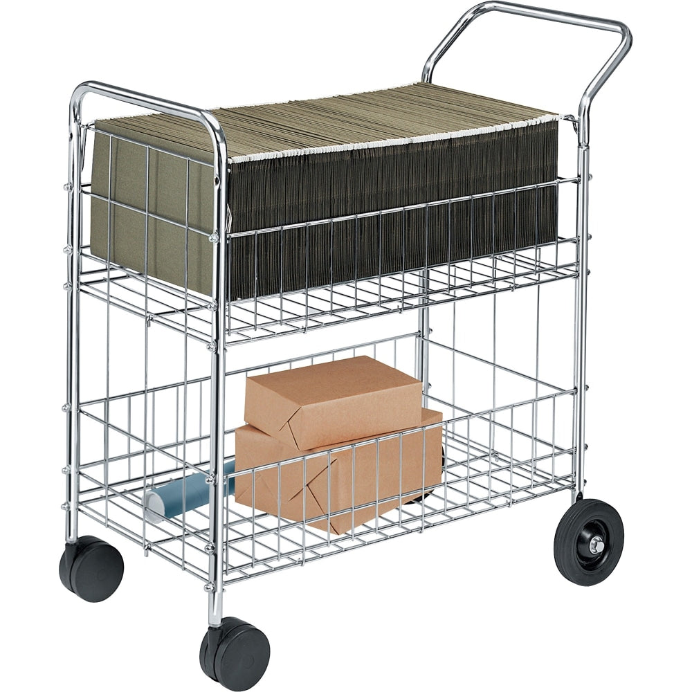 Fellowes Chrome Mail Cart, 150 Lb. Capacity