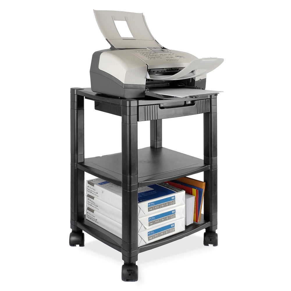 Kantek 3-Shelf Mobile Printer/Fax Stand, 19 3/4in-24 1/4inH x 17inW x 13 1/4inD, Black