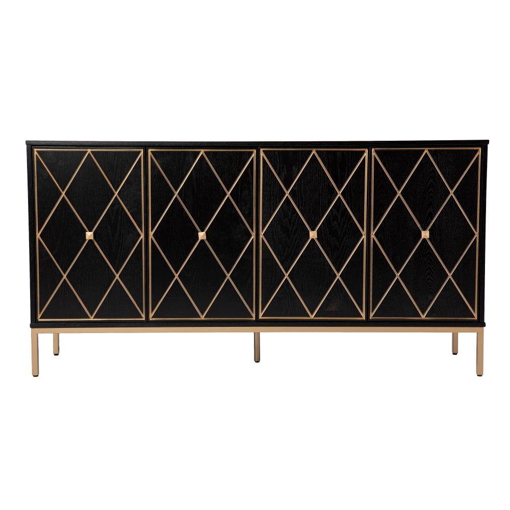 SEI Furniture Marradi 62inW Sideboard Cabinet With Storage, Black/Gold