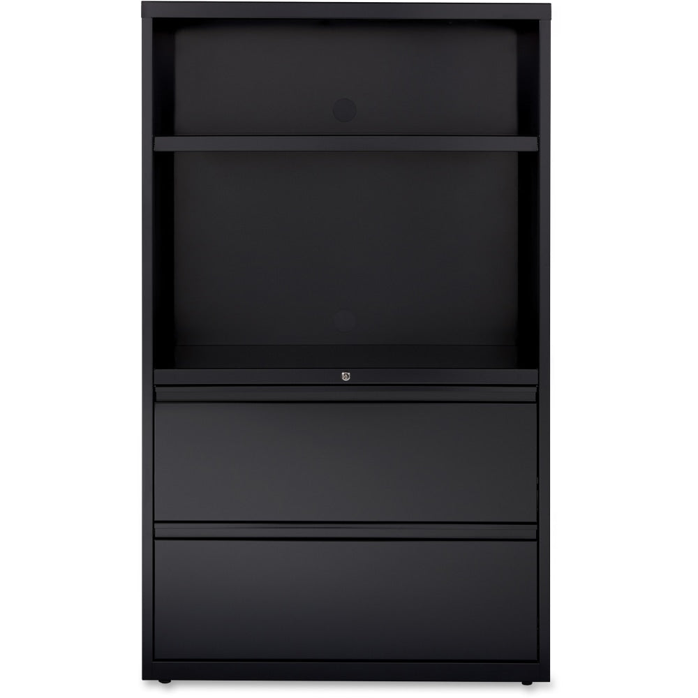 Lorell Smart 36inW x 18-5/8inD Lateral 2-Drawer Combo File Cabinet, Black