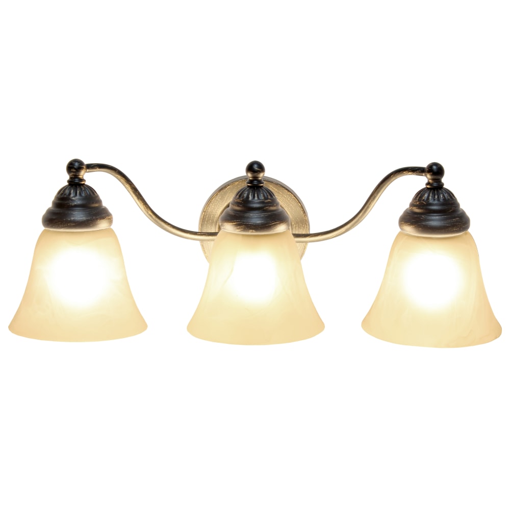 Lalia Home Essentix 3-Light Wall Mounted Curved Vanity Light Fixture, 7-1/2inW, Alabaster White/Oil Rubbed Bronze