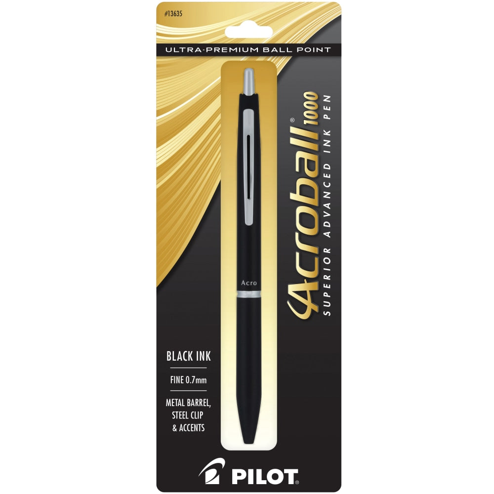 Pilot Acroball 1000 Ultra-Premium Ballpoint Pen, Fine Point, 0.7 mm, Black Barrel, Black Ink