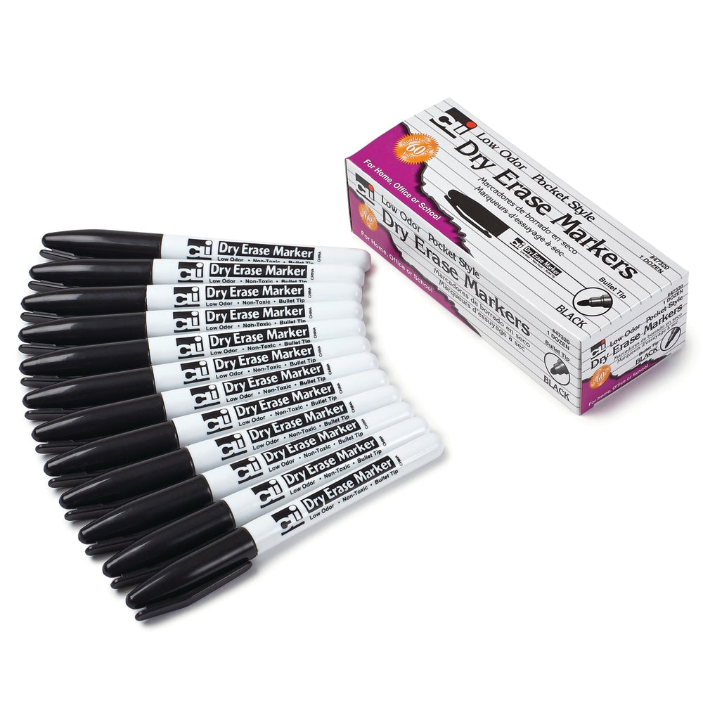 Charles Leonard Dry-Erase Markers, 12 Markers Per Box, Pack Of 3 Boxes, Bullet Tip, Black, 36 Markers