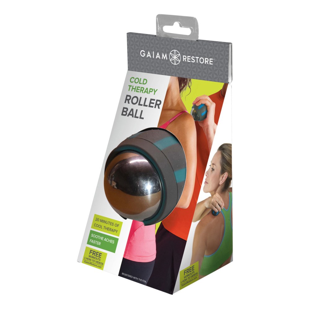 Gaiam Restore Cold Therapy Roller Ball, 4-3/16inH x 3-3/16inW x 7-1/2inD, Multicolor