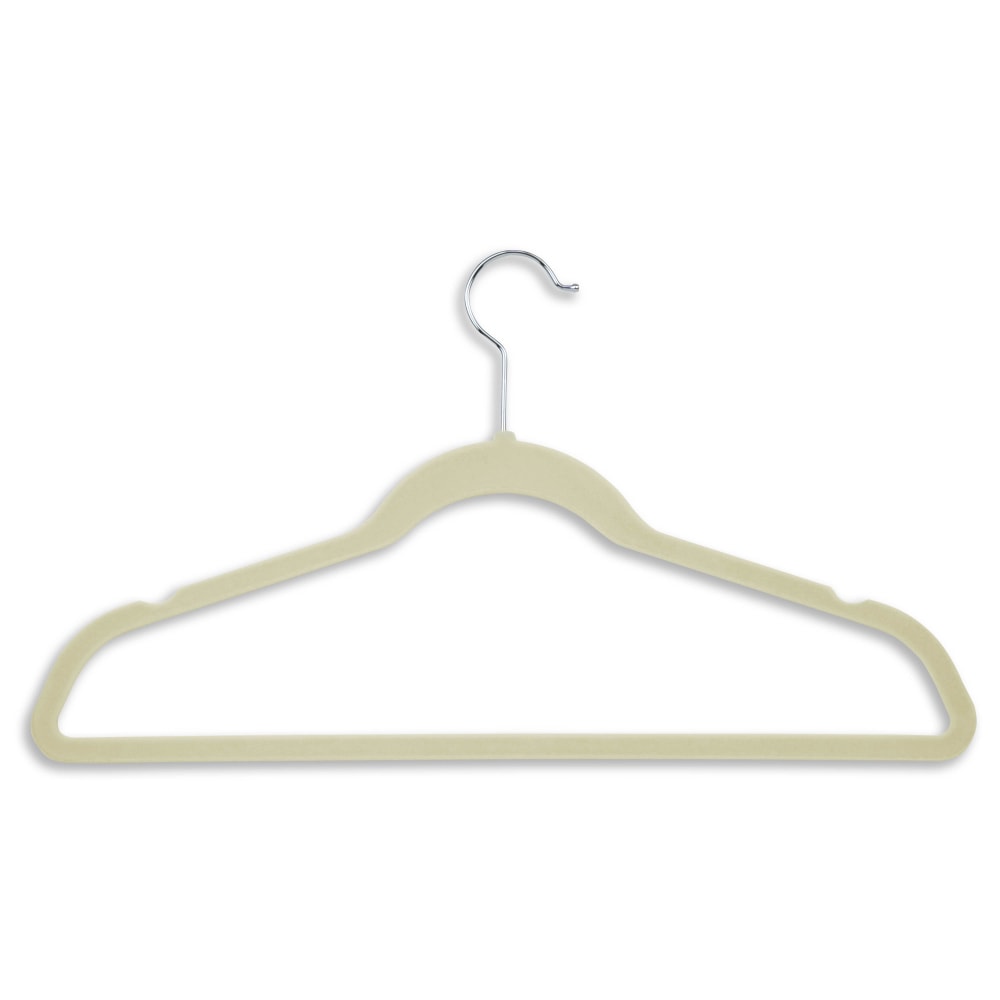 Honey-Can-Do Velvet-Touch Suit Hangers, 9 1/2inH x 1/4inW x 17 3/4inD, Ivory, Pack Of 50