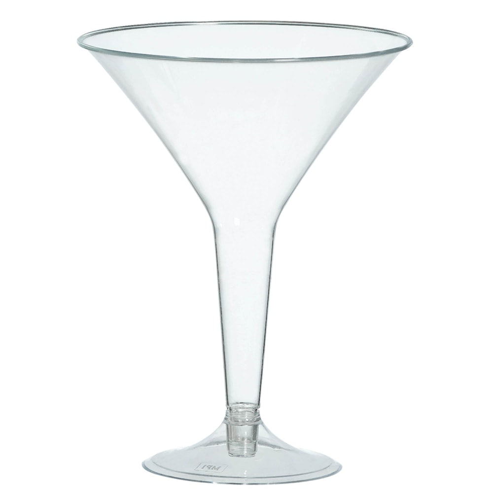 Amscan Plastic Martini Glasses, 8 Oz, Clear, 20 Glasses Per Pack, Case Of 2 Packs