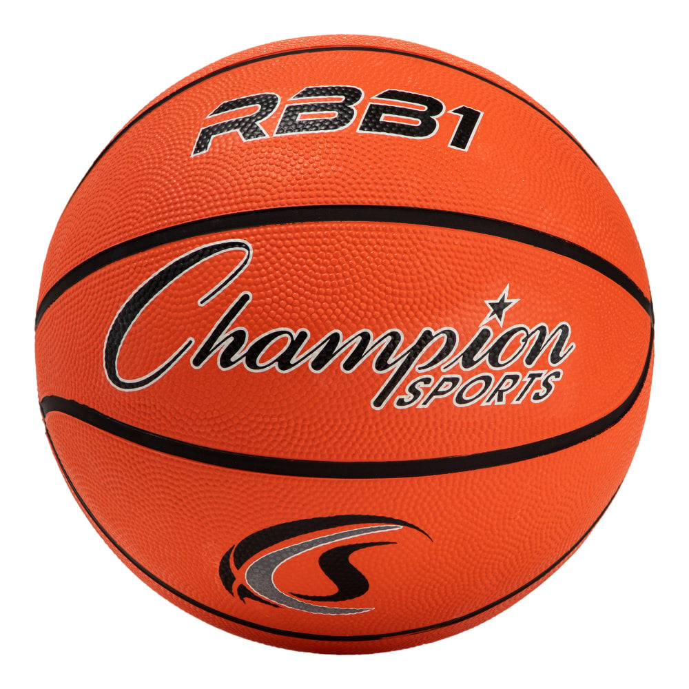 Champion Sports Rubber Basketballs, Official Size, Orange/Black, Pack Of 2 Balls