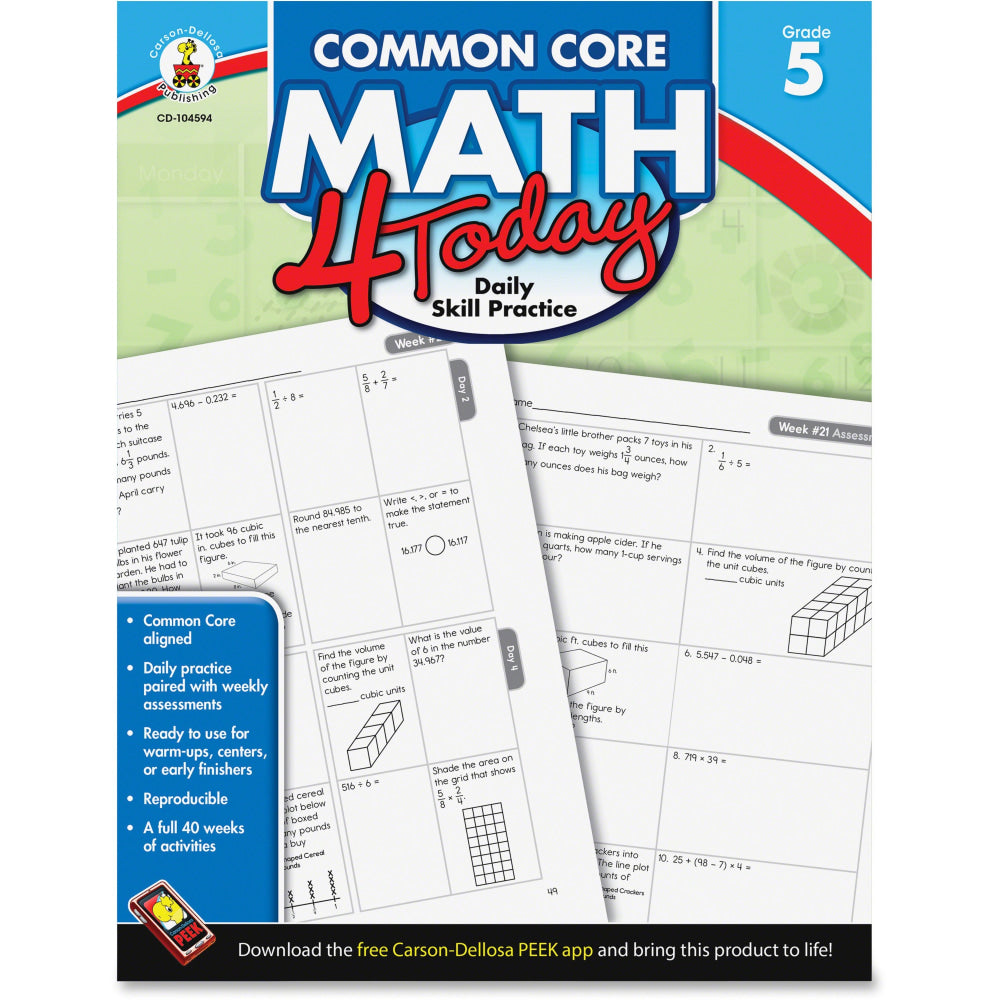 Carson-Dellosa Common Core Math 4 Today, Grade 5