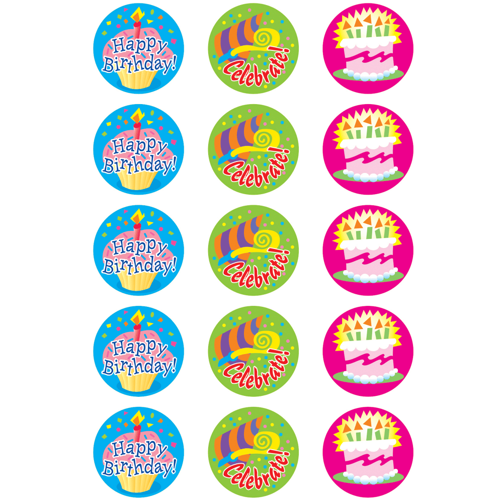 Trend Stinky Stickers, Happy Birthday/Vanilla, 60 Stickers Per Pack, Set Of 6 Packs