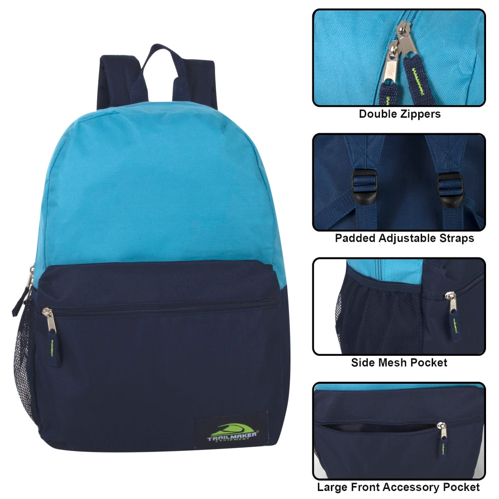 Trailmaker 2-Tone Backpacks, Assorted Colors, Pack Of 24 Backpacks