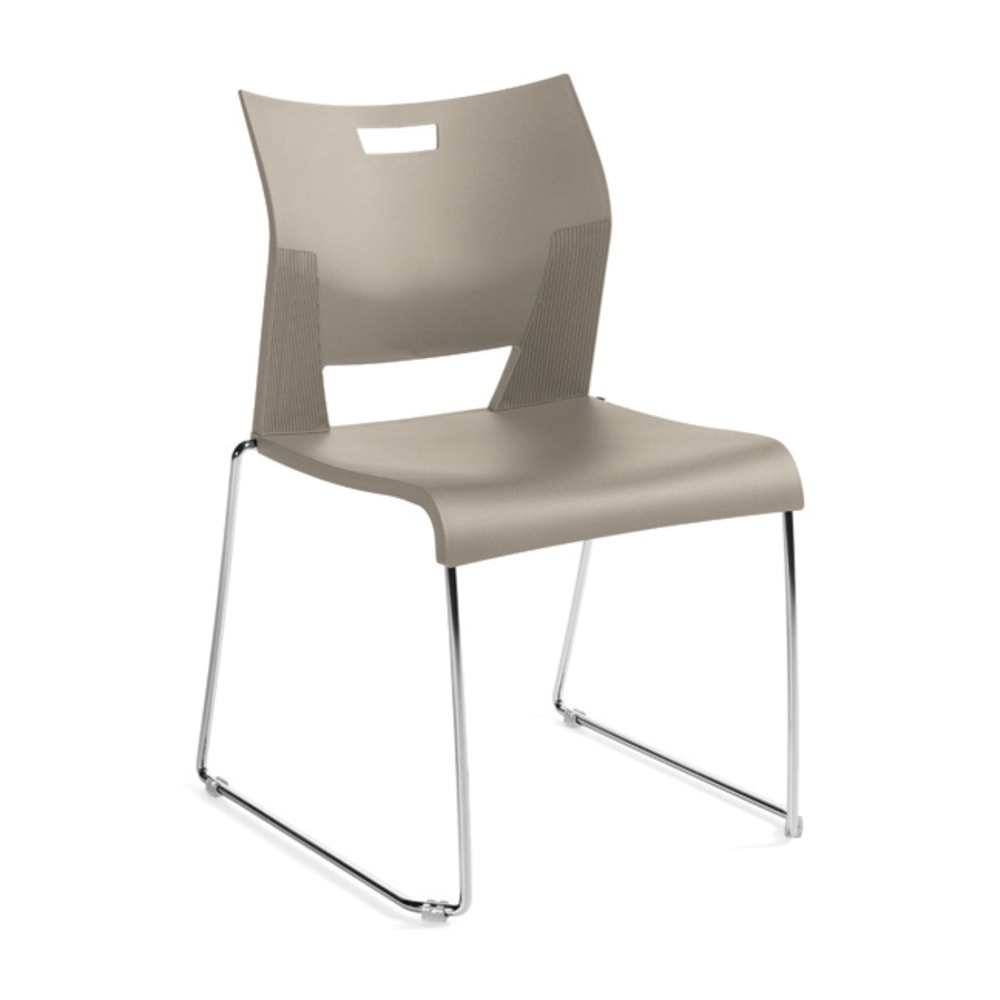 Global Duet Stacking Chair, 33 1/4inH x 20 1/2inW x 23inD, Latte Beige/Chrome