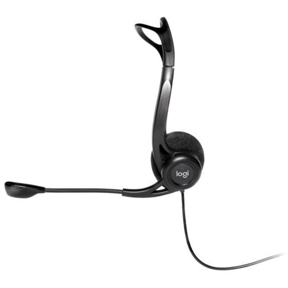 Logitech 960 USB Computer Headset - Stereo - USB Type A - Wired - 100 Hz - 10 kHz - Over-the-head - Binaural - Supra-aural - 7.87 ft Cable - Noise Cancelling, Bi-directional Microphone - Black