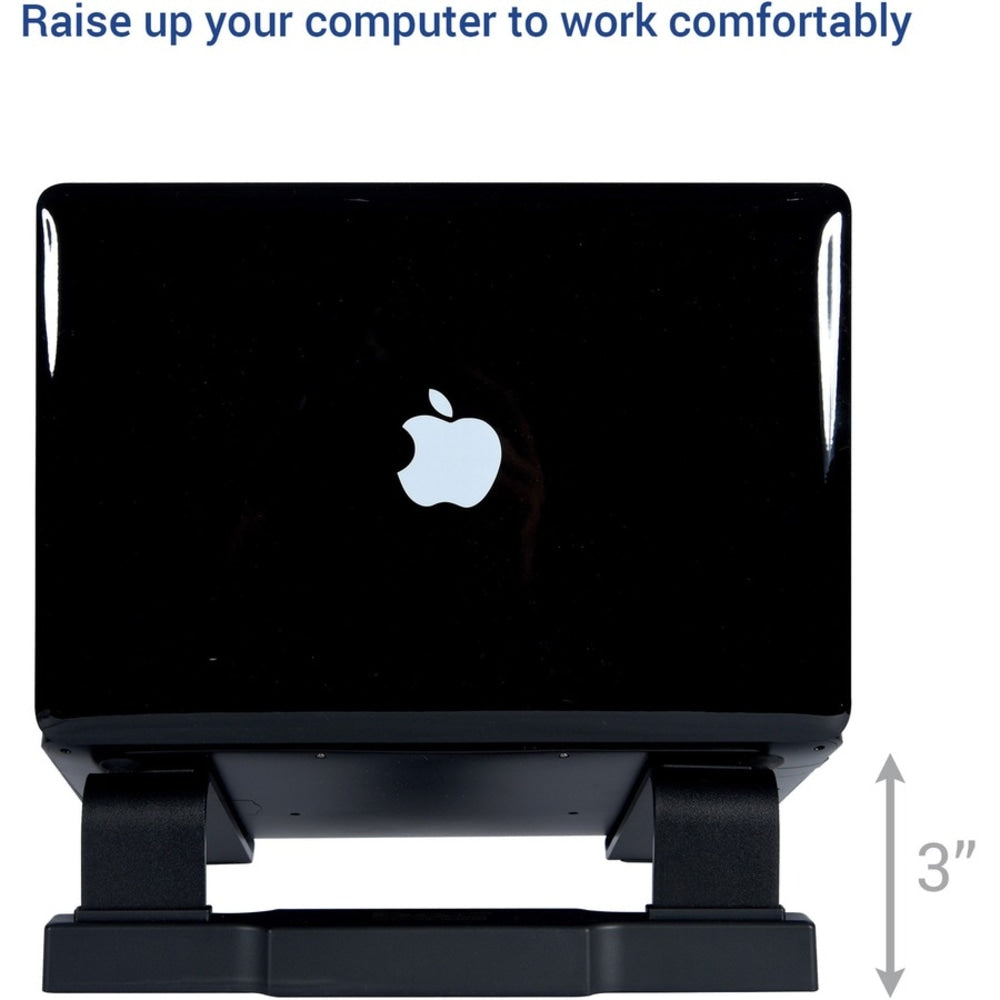 DAC Non-Skid Laptop Stand With 4-Port USB 3.0 Hub - 3in Height x 9.8in Width - Aluminum Alloy - Black