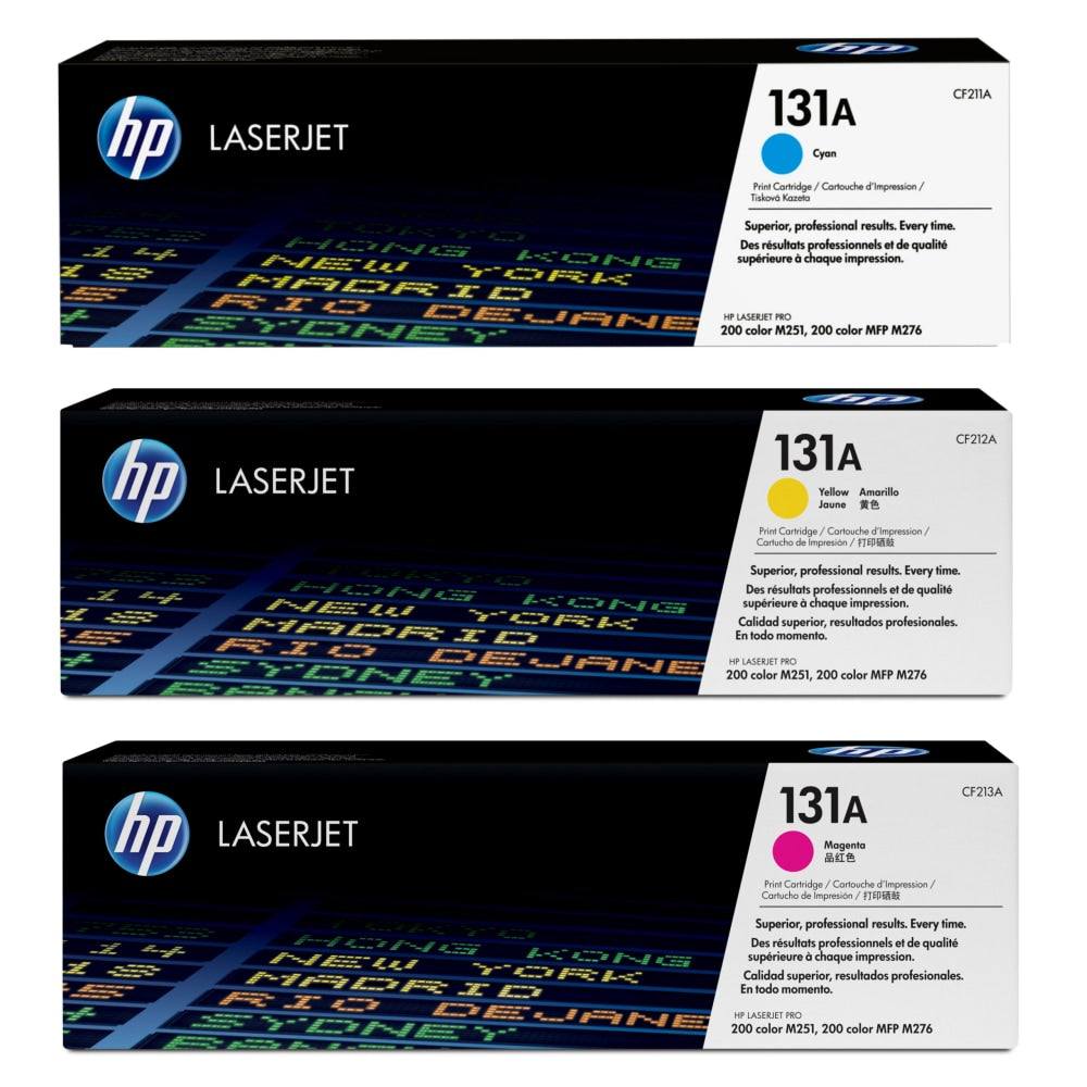 HP 131A Cyan, Magenta, Yellow Toner Cartridges Combo, Pack Of 3, CF211A,CF212A,CF213A