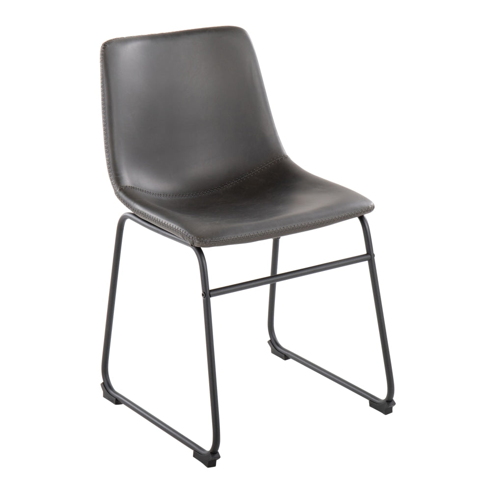 LumiSource Duke Industrial Side Chairs, Black/Gray, Set Of 2 Chairs