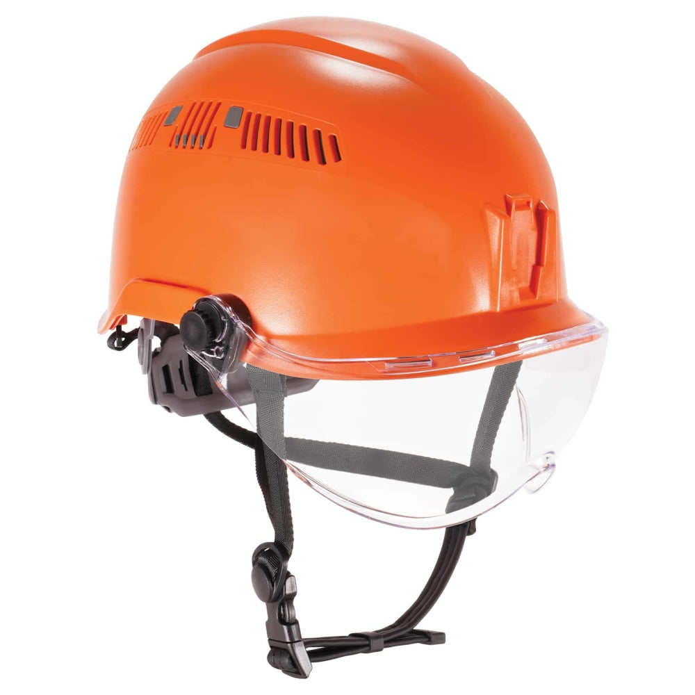 Ergodyne Skullerz 8975V Anti-Fog Class C Safety Helmet With Visor, Clear Lens, Orange