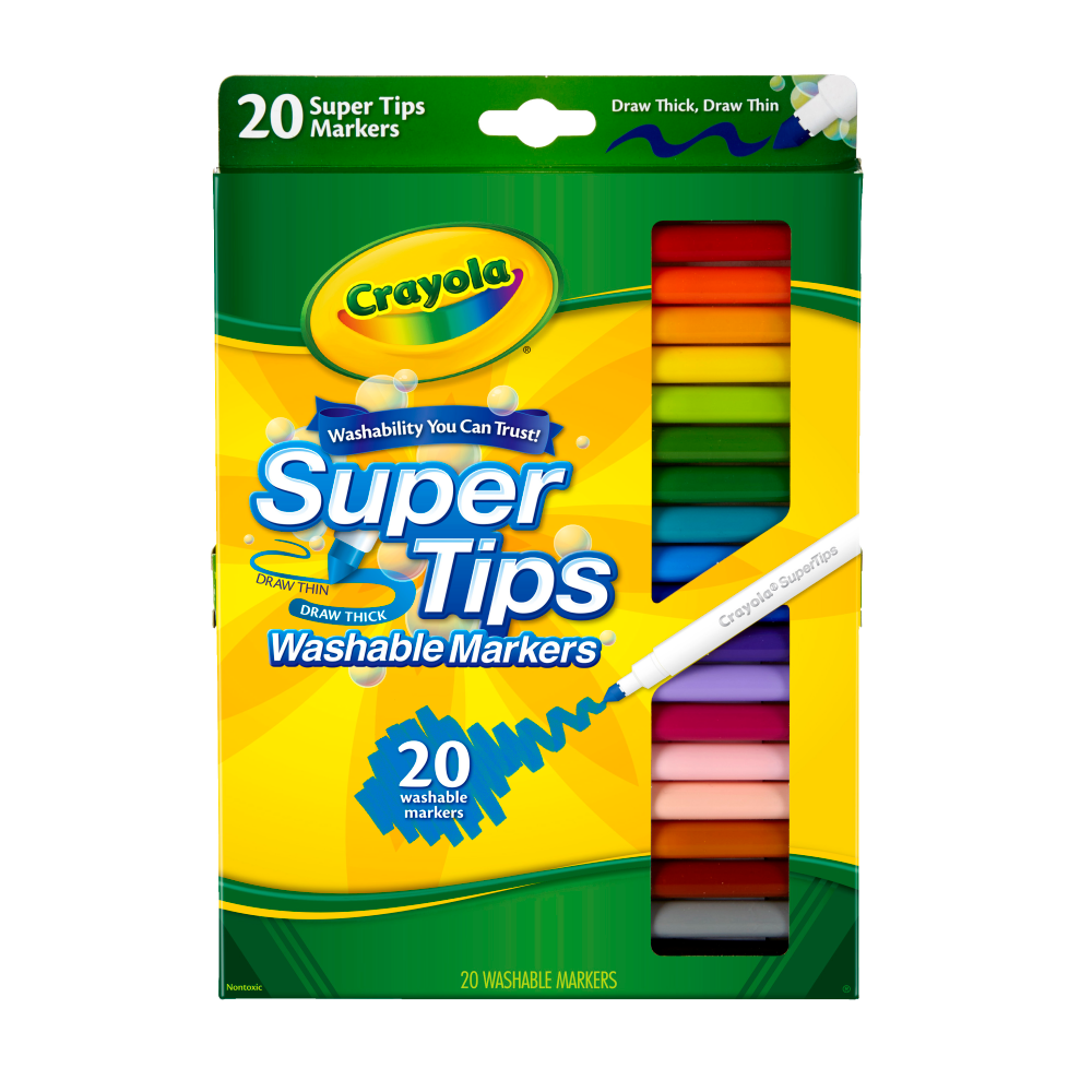 Crayola Washable Markers, Super Tip, Assorted Colors, Box Of 20