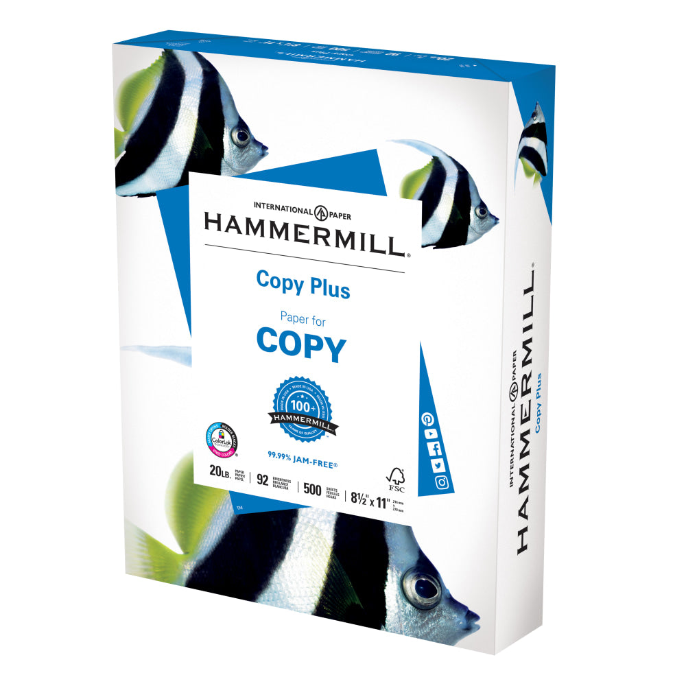 Hammermill Multi-Use Printer & Copy Paper, White, Letter (8.5in x 11in), 500 Sheets Per Ream, 20 Lb, 92 Brightness, 105620