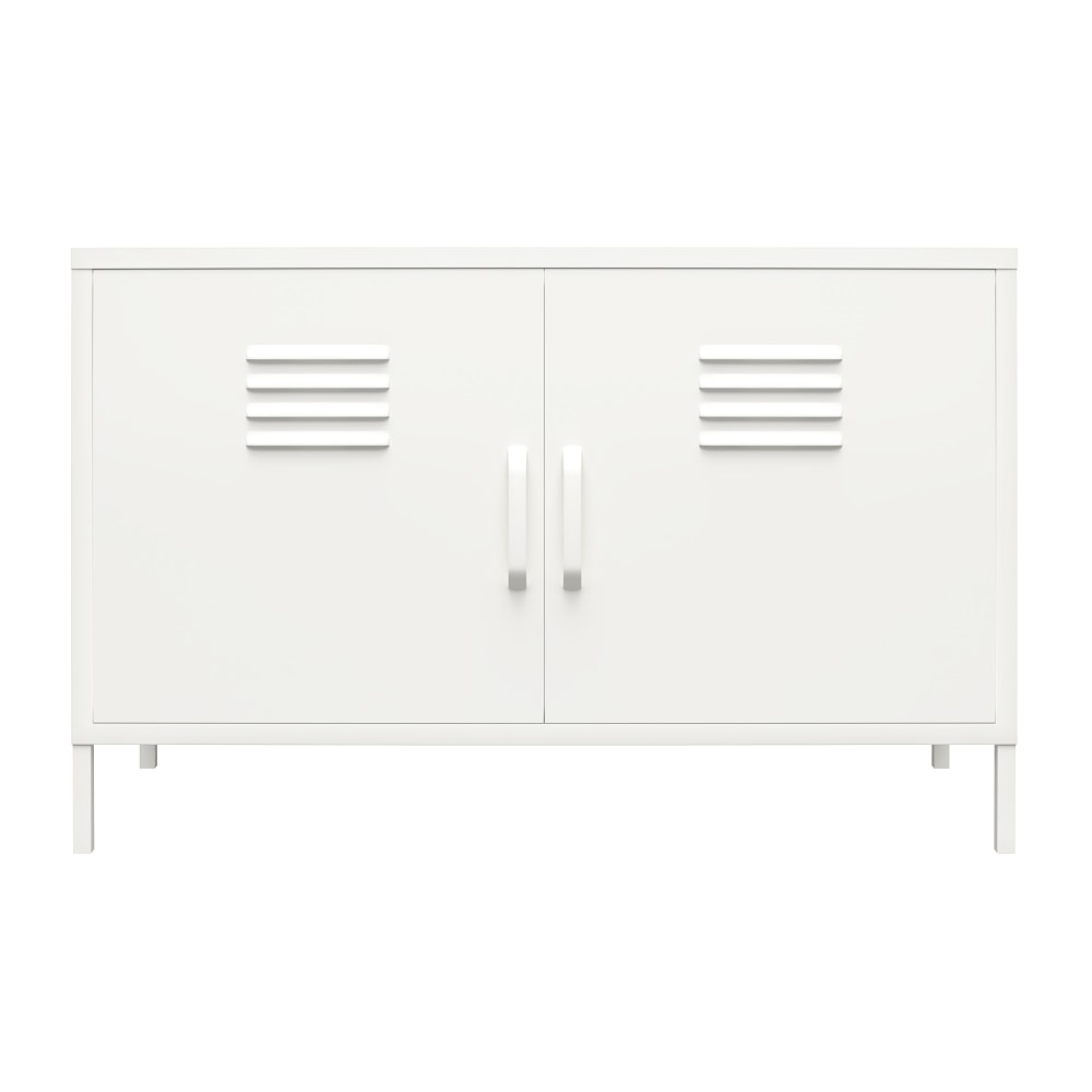 Ameriwood Home Mission District 2-Door Metal Locker Accent Cabinet, 25-1/4inH x 39-3/8inW x 15-3/4inD, White