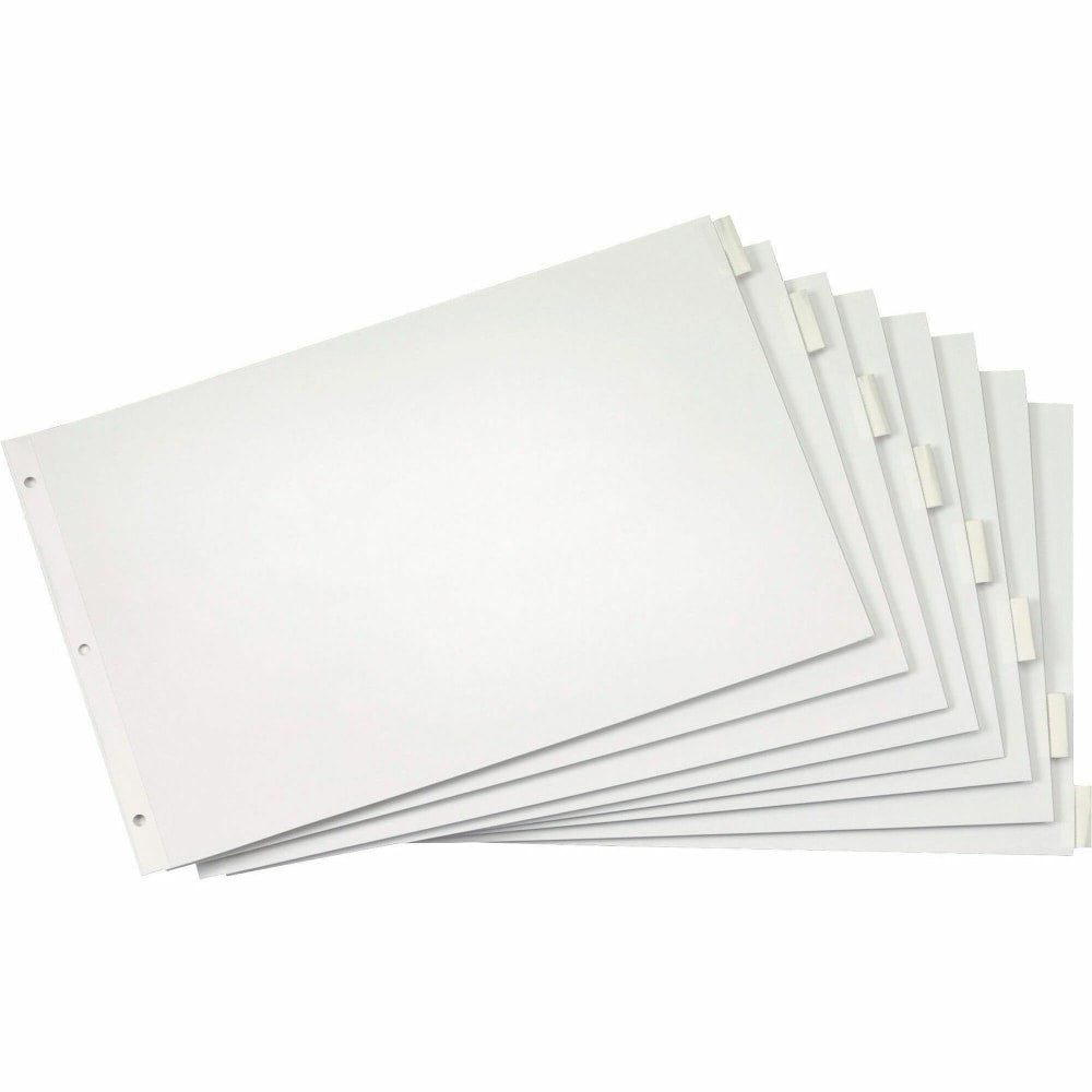 Cardinal Insertable Index Dividers - 8 x Divider(s) - Blank Tab(s) - 8 Tab(s)/Set - 17.5in Divider Width x 11.50in Divider Length - Tabloid - 11in Width x 17in Length - White Paper Divider - Clear Tab(s) - 8 / Set