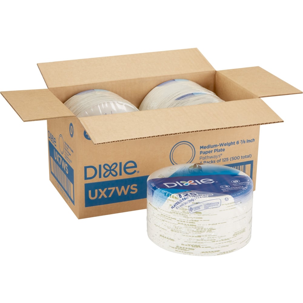 DIXIE 6 7/8IN MEDIUM-WEIGHT PAPER PLATES BY GP PRO (GEORGIA-PACIFIC), PATHWAYS, 500 PLATES PER CASE