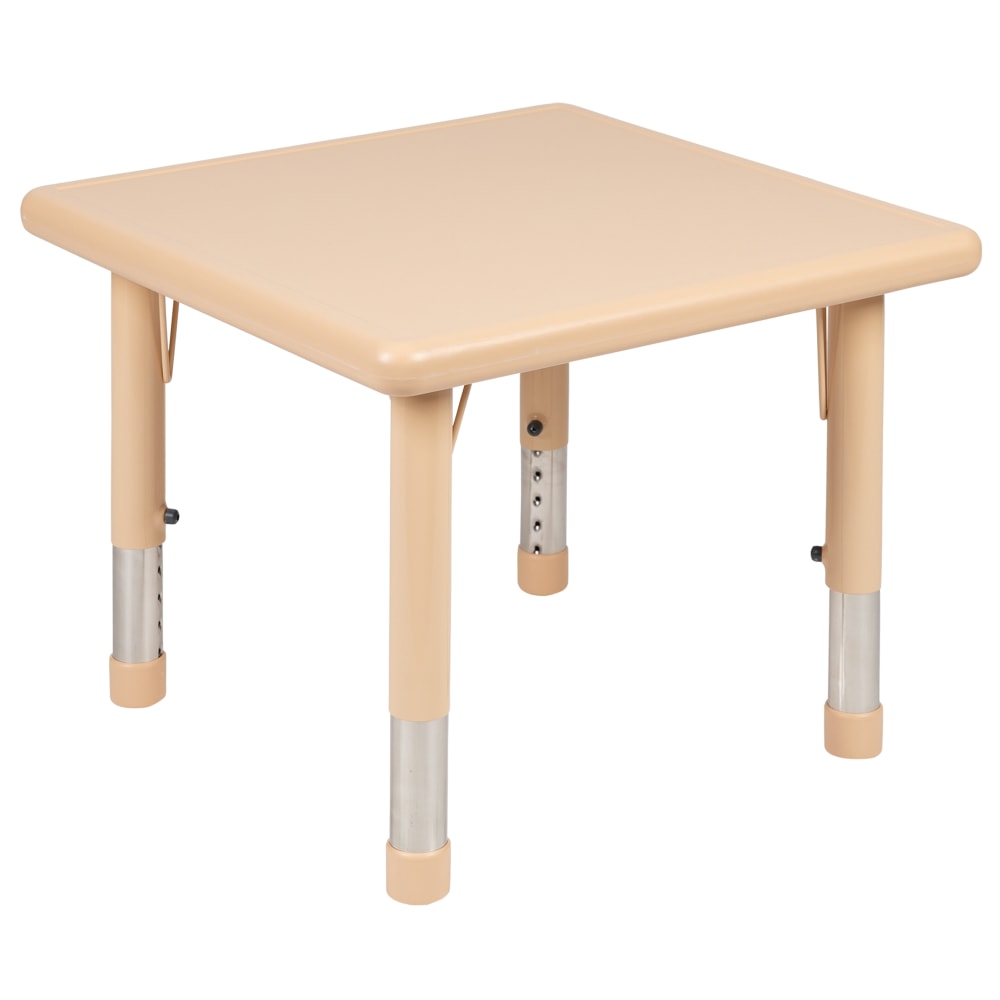 Flash Furniture 24in Square Plastic Height-Adjustable Activity Table, Natural