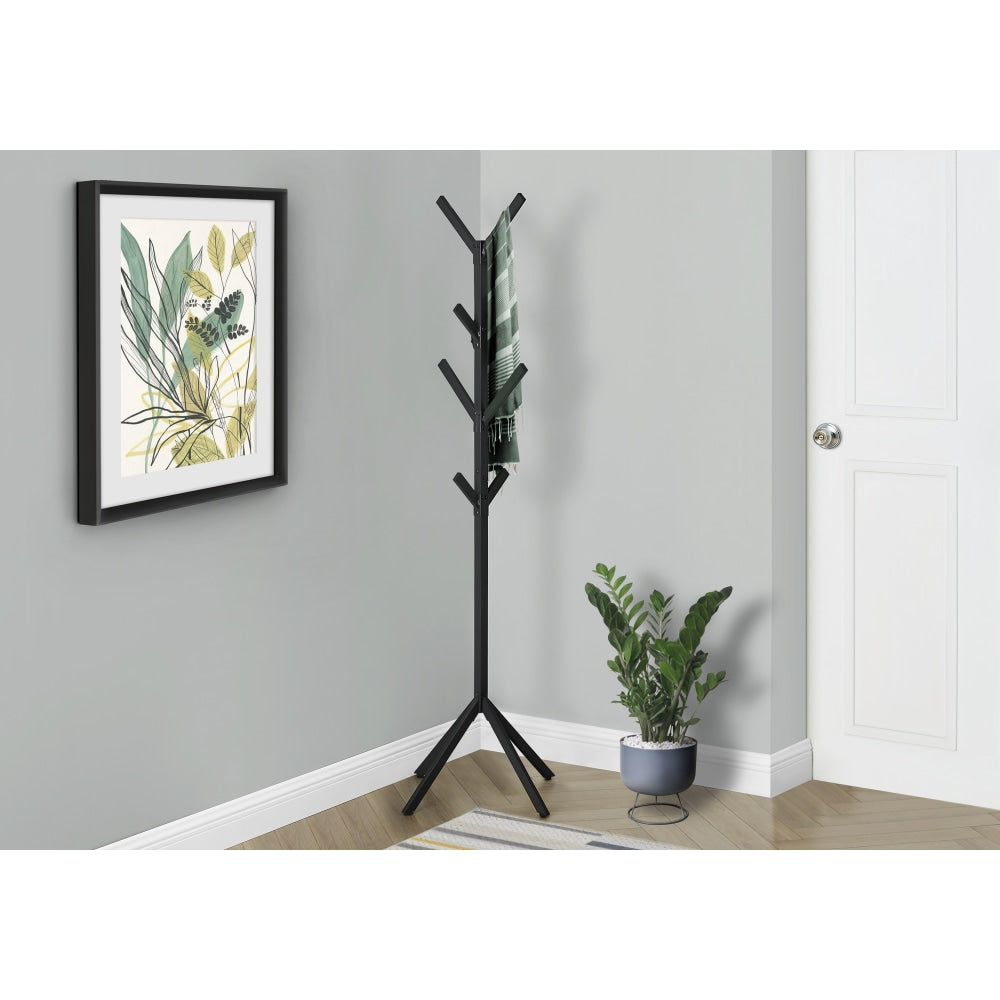 Monarch Specialties Frida Coat Rack, 70-1/4inH x 17-1/2inW x 17-1/2inD, Black