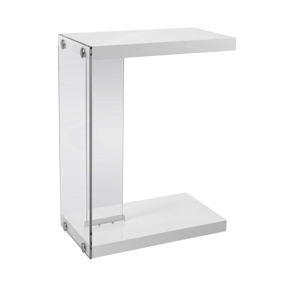 Monarch Specialties Accent Table With Glass Base, Rectangle, Glossy White