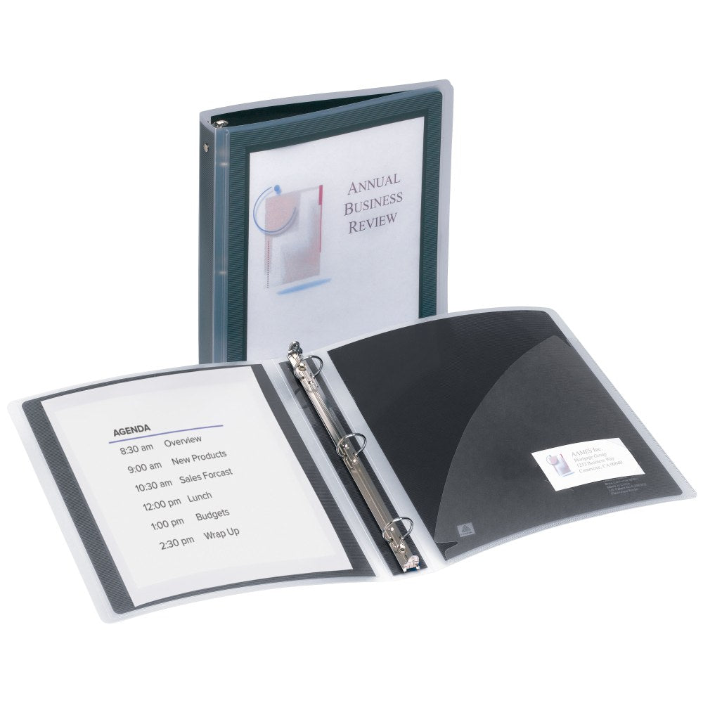 Avery Flexi-View 3 Ring Binder, 1in Round Rings, Black, 1 Binder