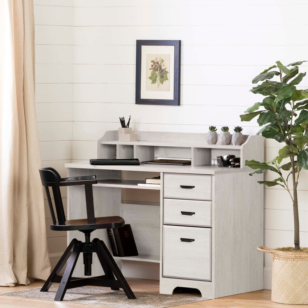 South Shore Versa 45inW Computer Desk With Hutch, Winter Oak