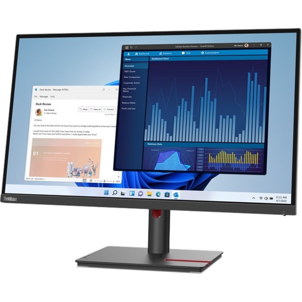 Lenovo ThinkVision T27p-30 27in Class Webcam 4K UHD LCD Monitor - 16:9 - Black - 27in Viewable - In-plane Switching (IPS) Technology - 3840 x 2160 - 1.07 Billion Colors - 350 Nit - 4 ms - Speakers - HDMI - DisplayPort - USB Hub