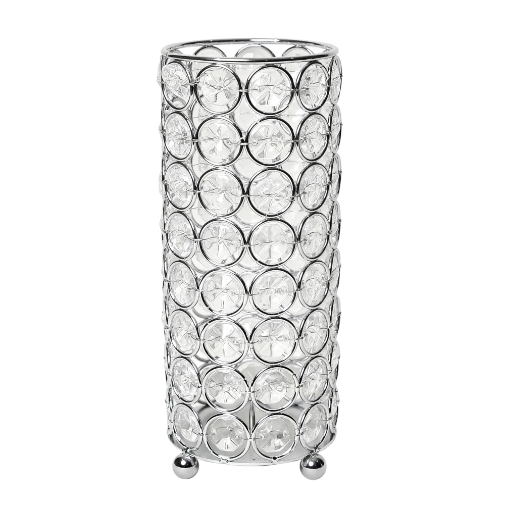 Elegant Designs Ellipse Crystal Decorative Vase, 7-3/4inH x 3-1/4inW x 3-1/4inD, Chrome