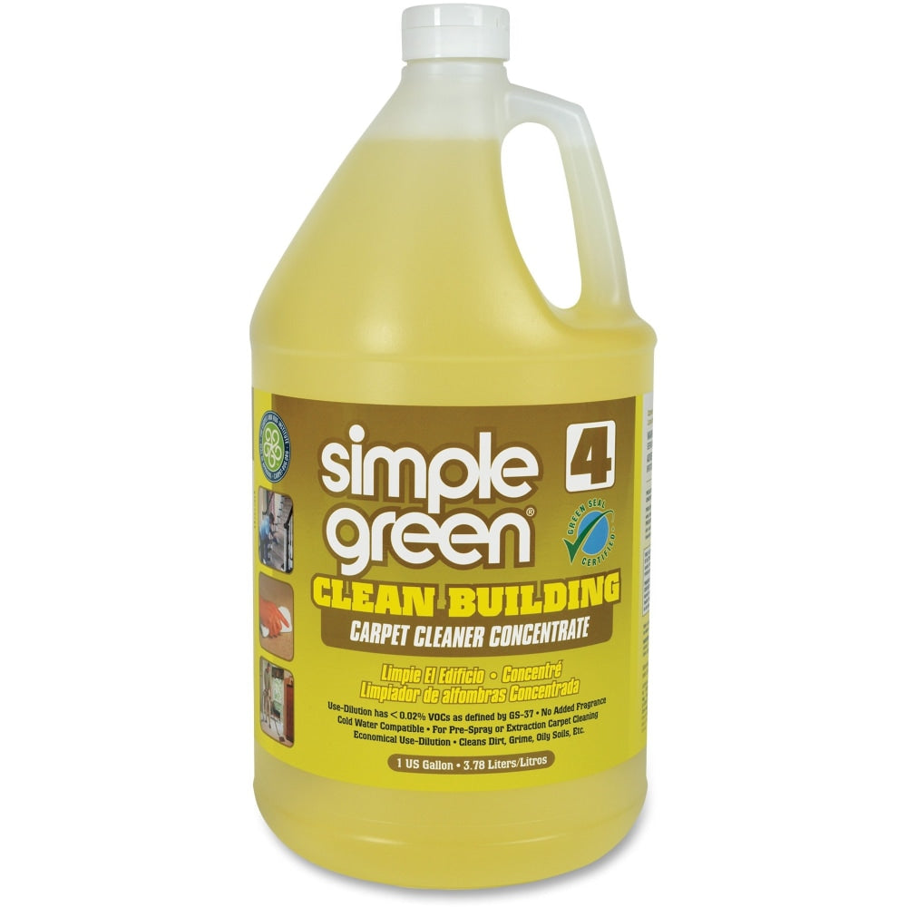 Simple Green Clean Building Carpet Cleaner Concentrate - Concentrate - 128 fl oz (4 quart) - 2 / Carton - Sand