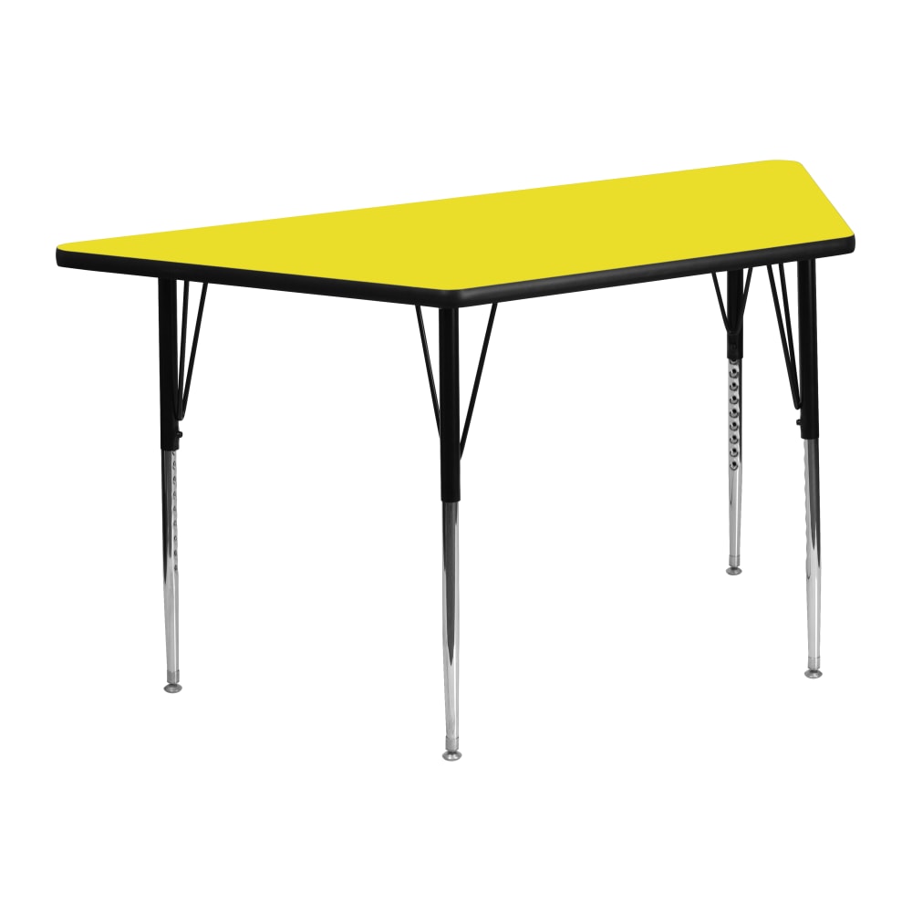 Flash Furniture 47inW Trapezoid HP Laminate Activity Table With Standard Height-Adjustable Legs, Yellow