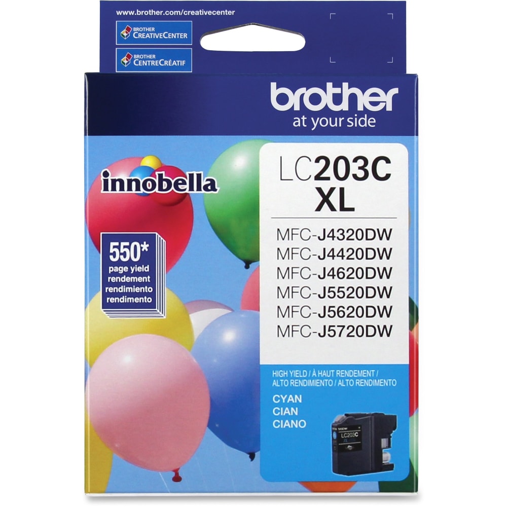 Brother LC203 Cyan High-Yield Ink Cartridge, LC203C