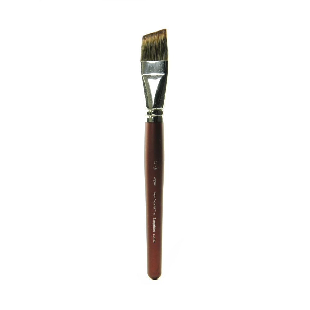 Royal & Langnickel Sabletek Short-Handle Paint Brush, L95060, 1in, Angular Bristle, Dark Brown