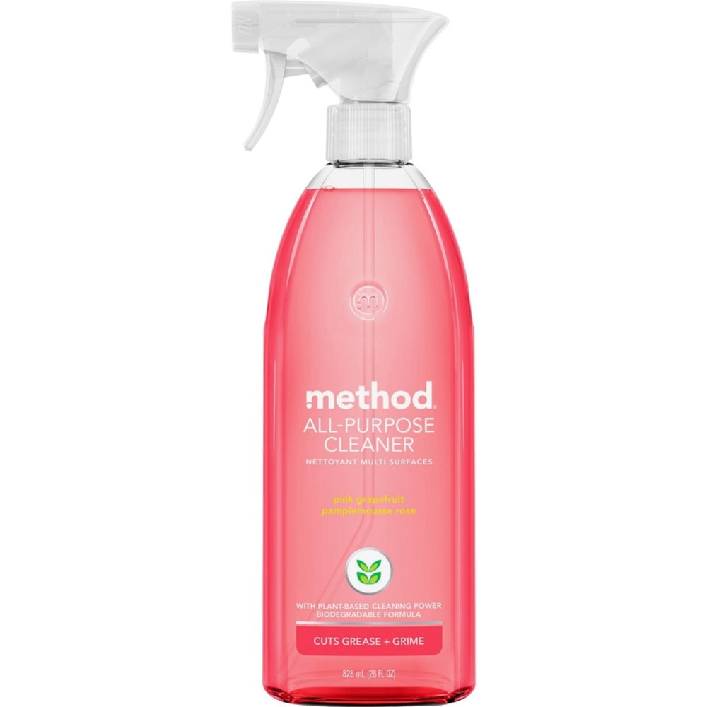 Method All-Purpose Cleaner - 28 fl oz (0.9 quart) - Pink Grapefruit Scent - 8 / Carton - Light Pink