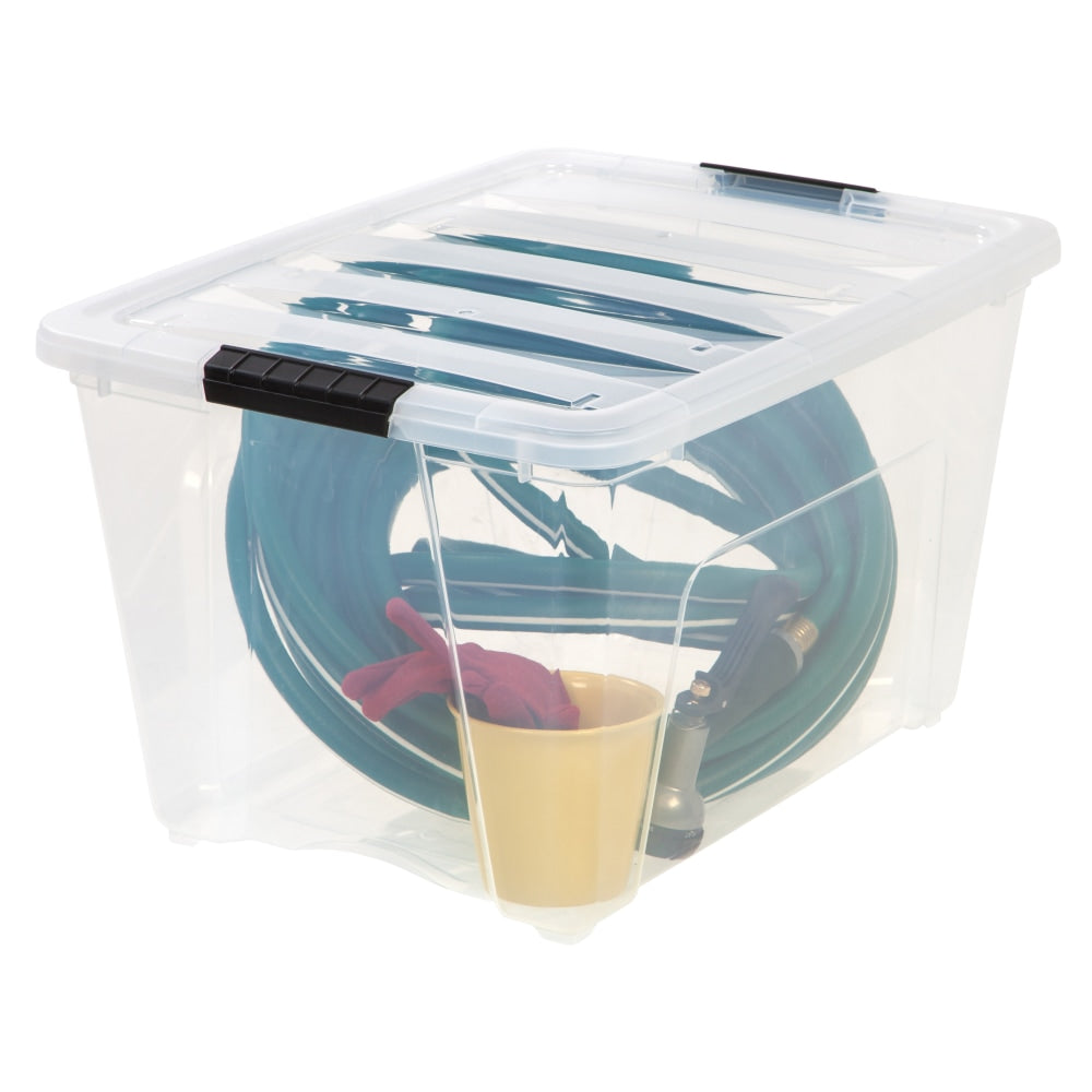 IRIS Plastic Storage Container With Handles/Latch Lid, 22in x 16 1/2in x 13in, Clear