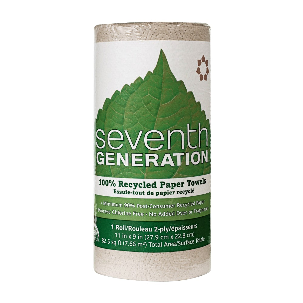 Seventh Generation Natural Paper Towels, 100% Recycled, 120 Sheets Per Roll, Pack Of 30 Rolls