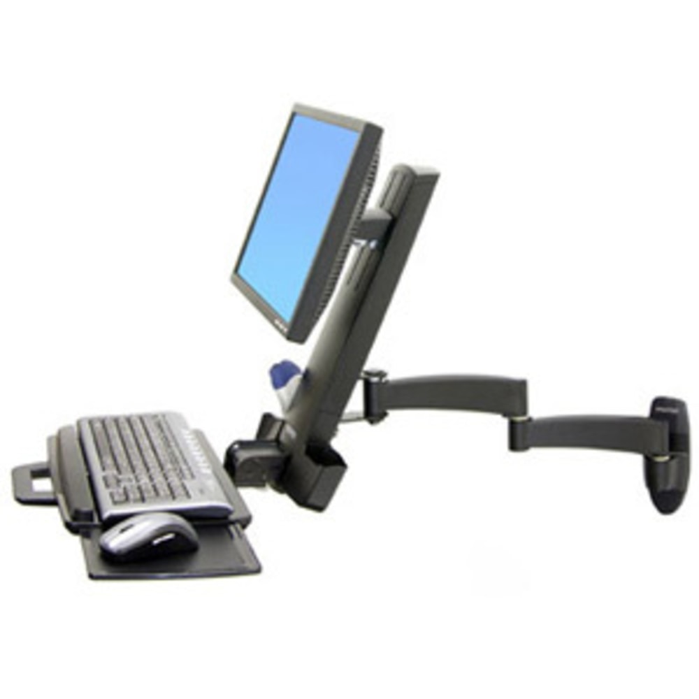 Ergotron 200 Series - Mounting kit (articulating arm, barcode scanner holder, keyboard tray with left/right mouse tray) - for LCD display / PC equipment - steel - black - screen size: up to 24in - wall-mountable