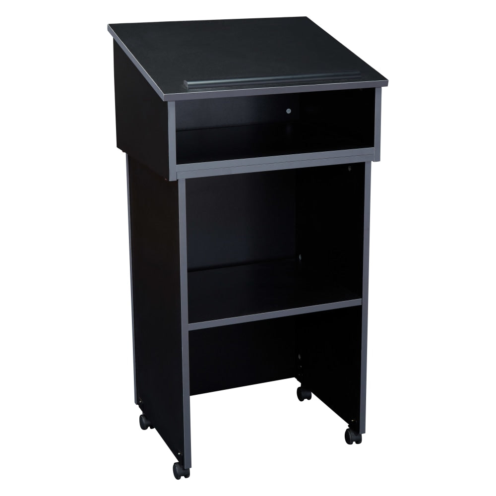 Oklahoma Sound Tabletop Lectern AV Cart, 47-1/2inH x 23-3/4inW x 19-7/8inD, Black