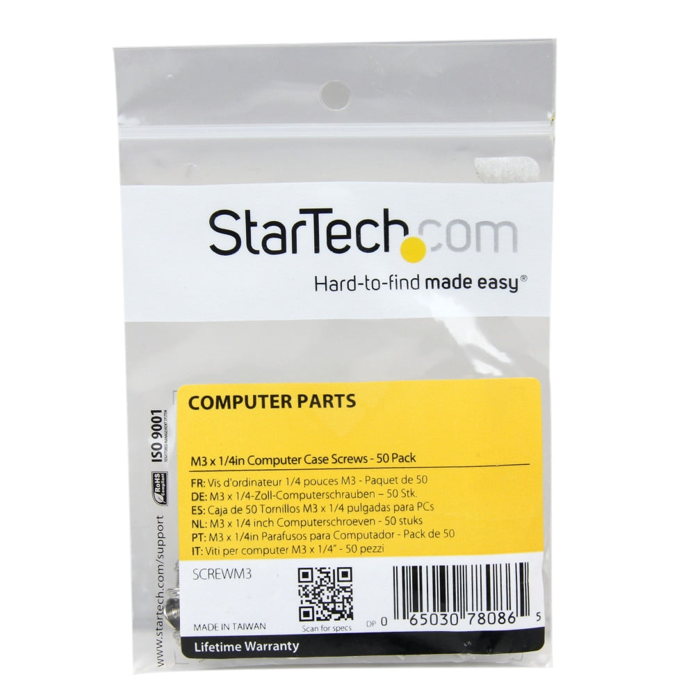 StarTech.com Computer Screws M3 x 1/4in Long Standoff - 50 Pack - Computer Assembly Screw - 0.20in - Pan, Hex - Philips - Steel - Silver - 50 / Pack - TAA Compliant