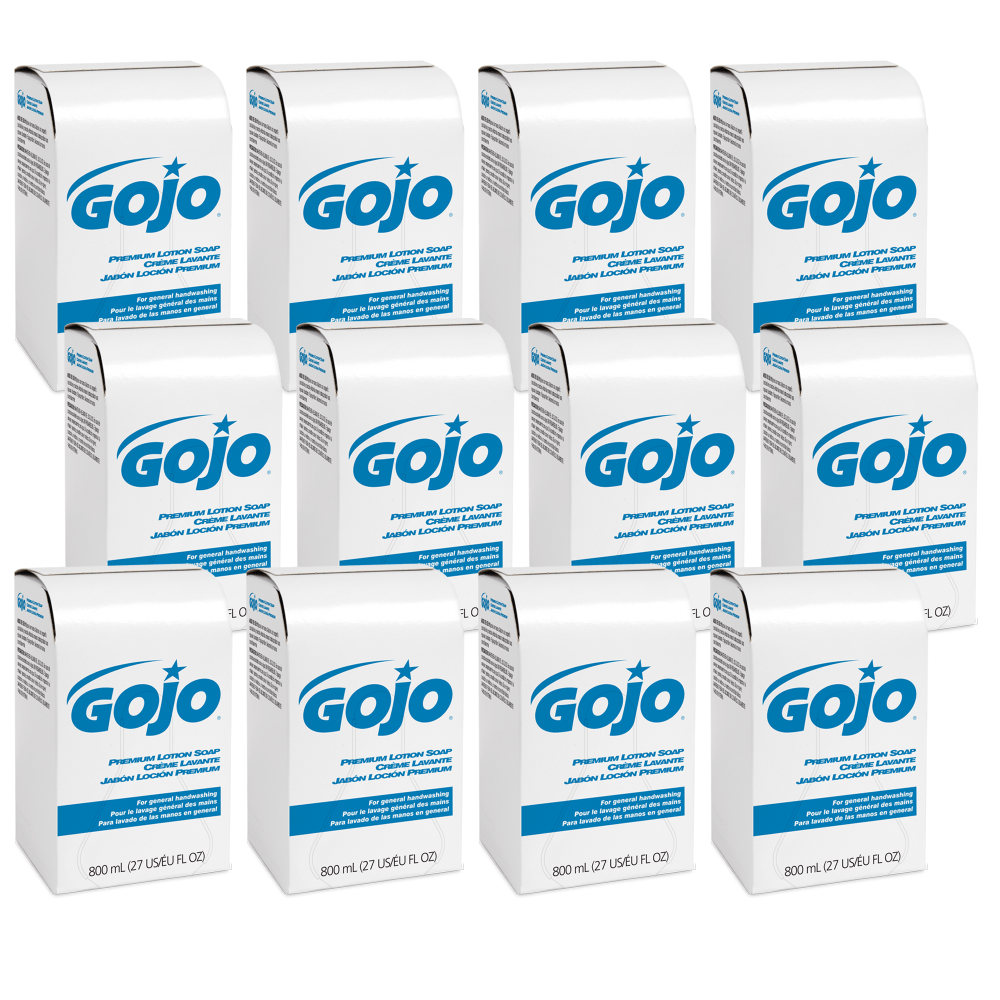 GOJO Premium Lotion Hand Soap Refills, Waterfall Fragrance, 800 mL, Case Of 12 Refills