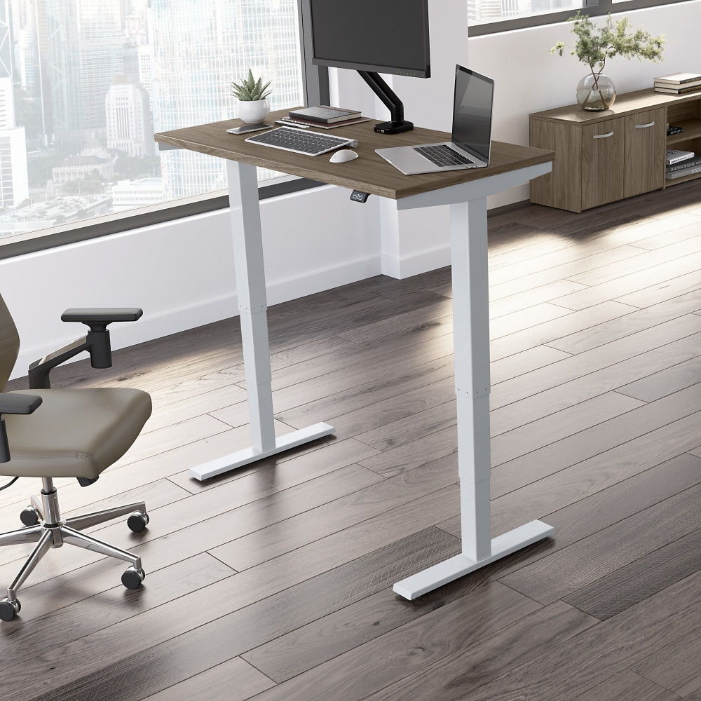 Bush Business Furniture Move 40 Series Electric 48inW Height-Adjustable Standing Desk, Modern Hickory/Cool Gray Metallic, Standard Delivery