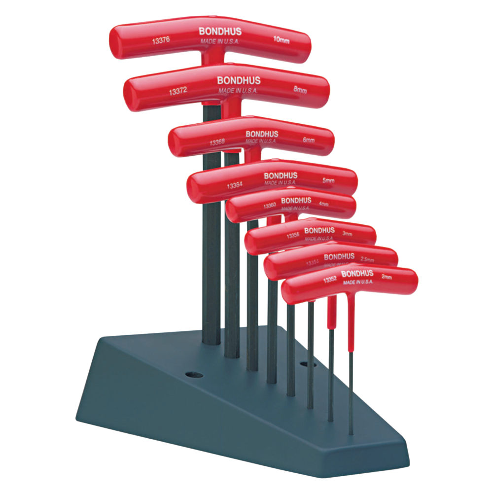 Bondhus 8-Piece T-Handle Ball End Hex Driver Set with Stand, Metric