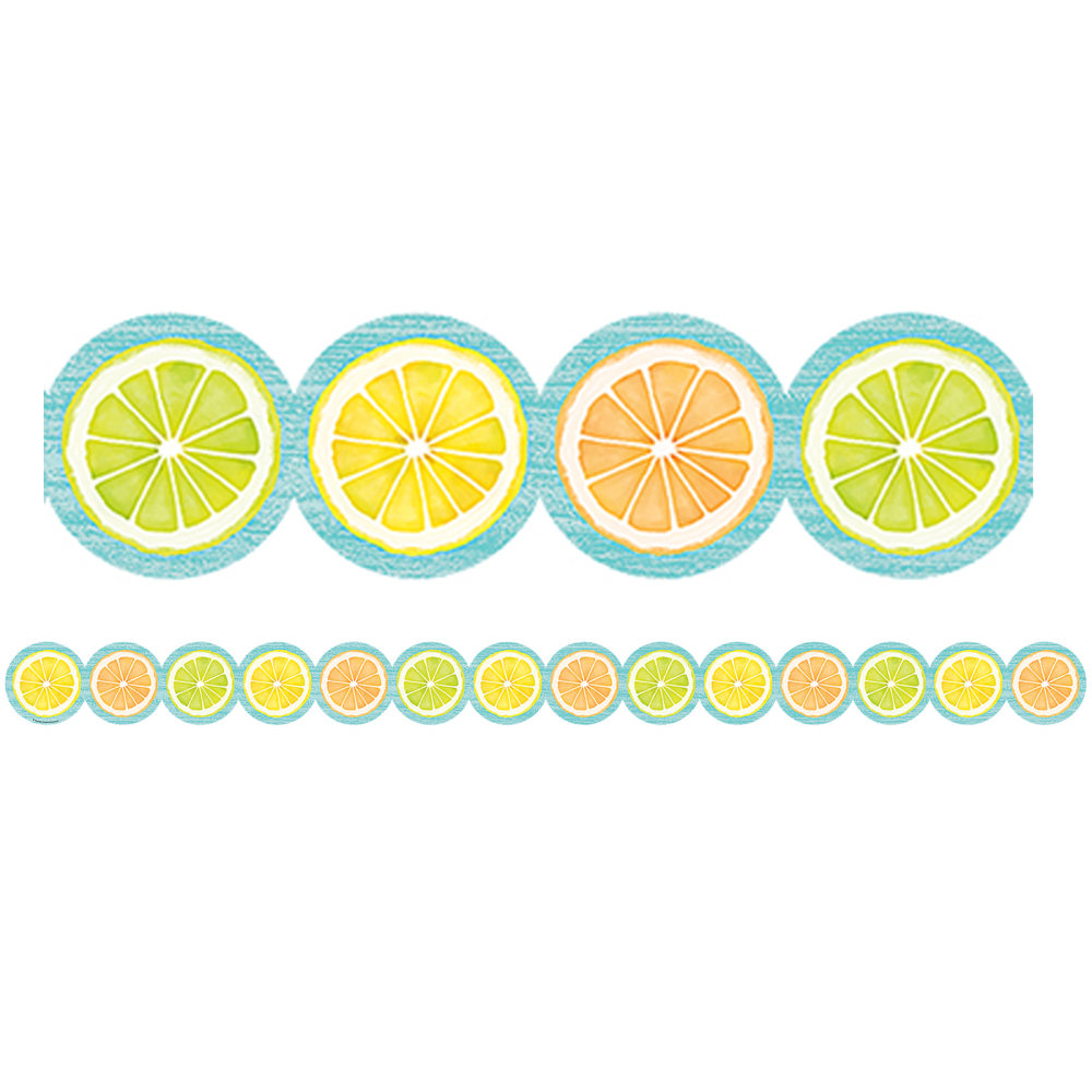 Teacher Created Resources Die-Cut Border Trim, Lemon Zest Citrus Slices, 35' Per Pack, Set Of 6 Packs