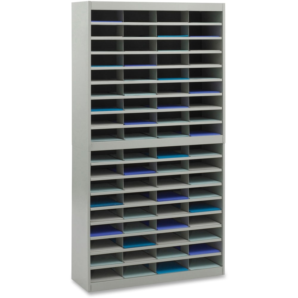 Safco E-Z Stor Steel Literature Organizer, 72 Compartments, 71inH, Gray